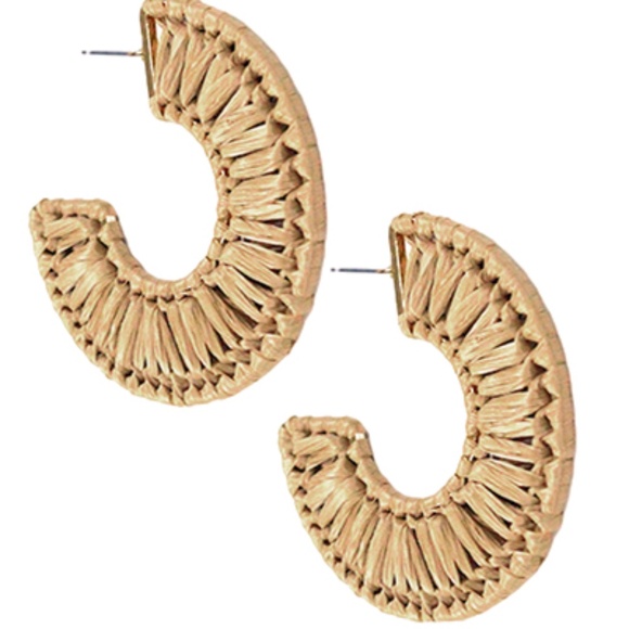 C Shape Wrapped Raffia Earring
